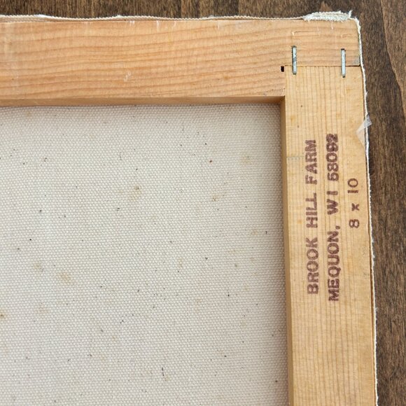 Vtg 1987 Original Ink & Watercolor Canvas Red Barn Cow Unframed Artist Signed - Picture 8 of 11